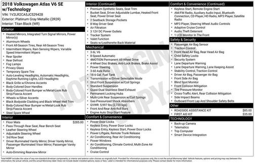 2018 Volkswagen Atlas 3.6L SE w/Technology