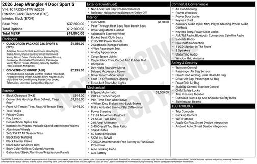 2026 Jeep Wrangler Sport S