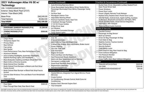 2021 Volkswagen Atlas 3.6L SE w/Technology