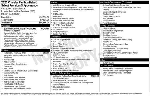 2025 Chrysler Pacifica Hybrid Premium S Appearance Pkg