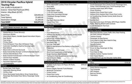 2018 Chrysler Pacifica Hybrid Touring Plus