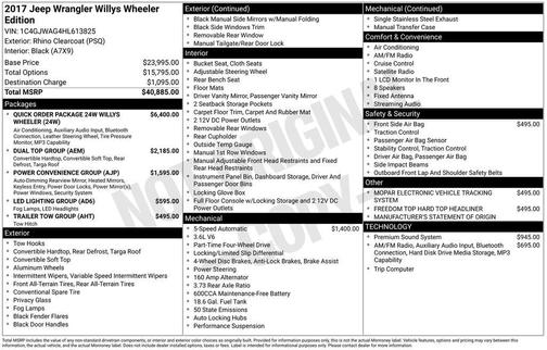 2017 Jeep Wrangler Willys Wheeler