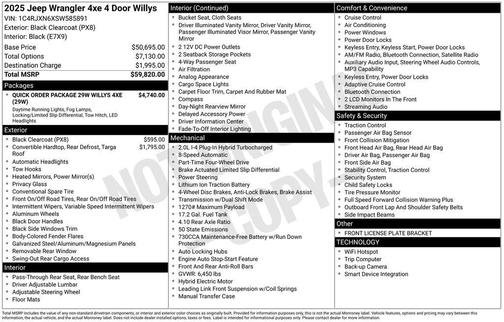 Black Clearcoat 2025 Jeep Wrangler 4xe Willys