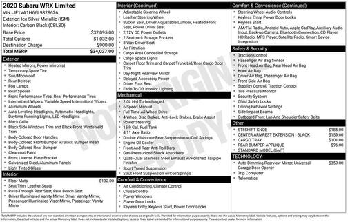 2020 Subaru WRX Limited