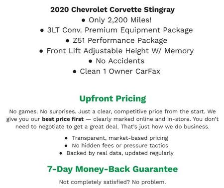 2020 Chevrolet Corvette Stingray w/3LT