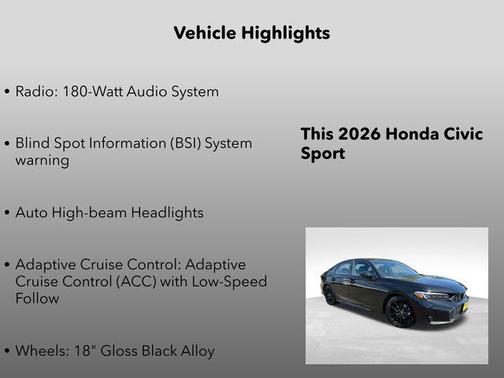 Crystal Black Pearl 2026 Honda Civic Sport