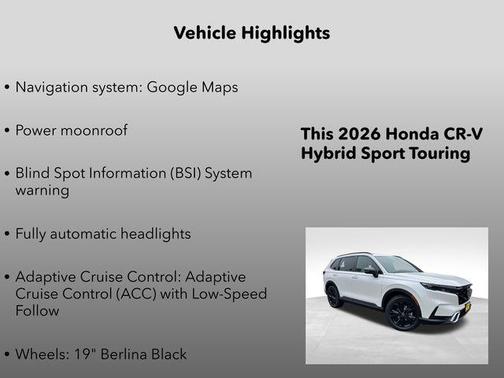 Platinum White 2026 Honda CR-V Hybrid Sport Touring AWD
