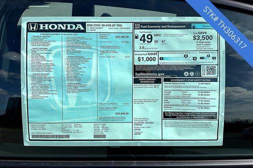 2026 Honda Civic Hybrid Sport
