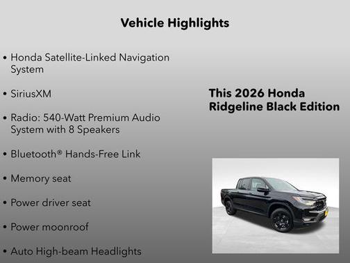 2026 Honda Ridgeline Black