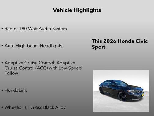 Crystal Black Pearl 2026 Honda Civic Sport
