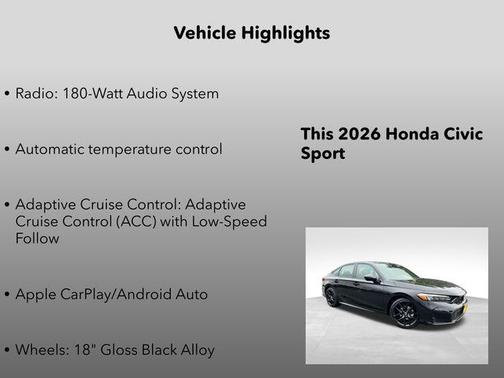 Crystal Black Pearl 2026 Honda Civic Sport