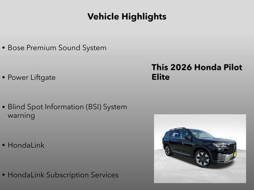 Crystal Black Pearl 2026 Honda Pilot Elite