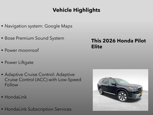 Crystal Black Pearl 2026 Honda Pilot Elite