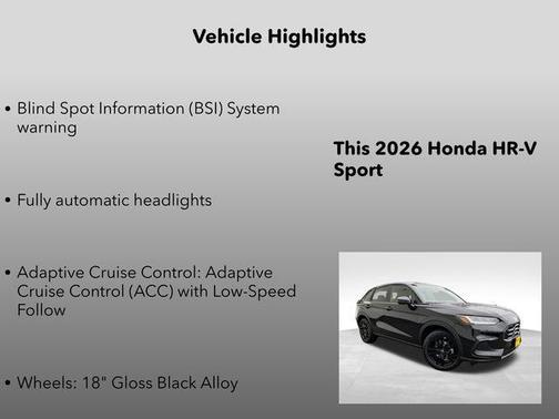 Crystal Black Pearl 2026 Honda HR-V AWD Sport