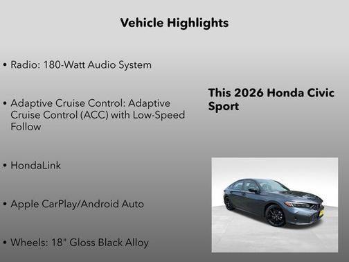 Meteorite Gray Metallic 2026 Honda Civic Sport