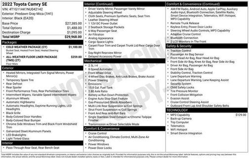 Predawn Gray Mica 2022 Toyota Camry SE
