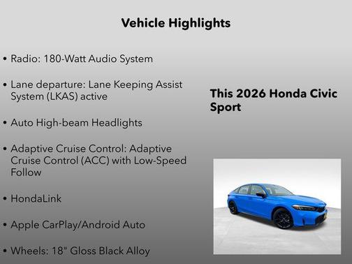 Blue Pearl 2026 Honda Civic Sport