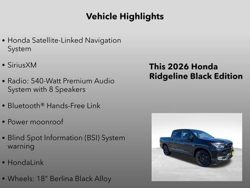 Crystal Black Pearl 2026 Honda Ridgeline Black