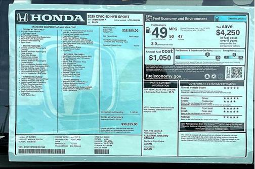 2025 Honda Civic Hybrid Sport
