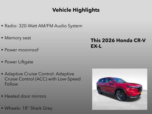 Radiant Red Metallic 2026 Honda CR-V EX-L AWD