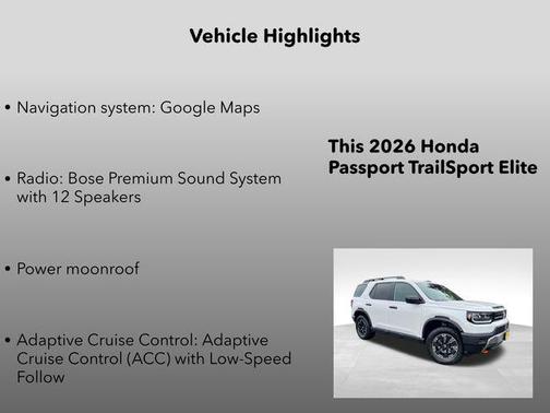 Platinum White Pearl 2026 Honda Passport AWD TrailSport Elite