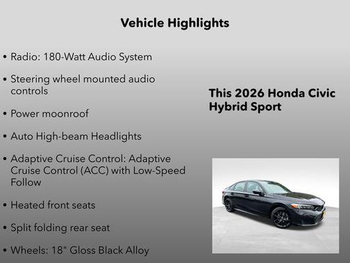 Crystal Black Pearl 2026 Honda Civic Hybrid Sport