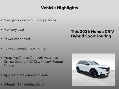 Platinum White Pearl 2026 Honda CR-V Hybrid Sport Touring AWD