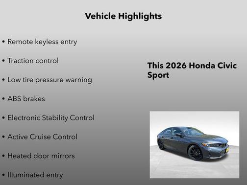 Meteorite Gray Metallic 2026 Honda Civic Sport