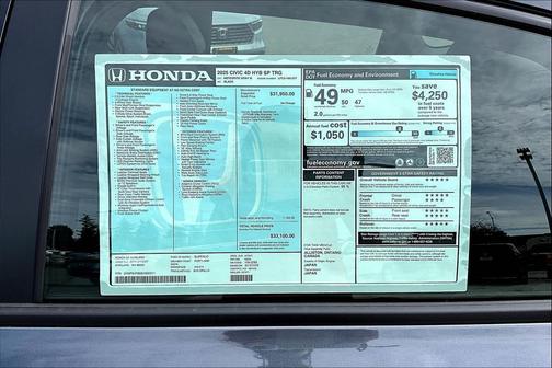 2025 Honda Civic Hybrid Sport