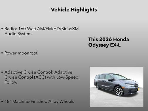 Modern Steel Metallic 2026 Honda Odyssey EX-L