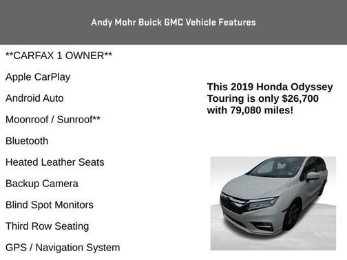 White 2019 Honda Odyssey Touring