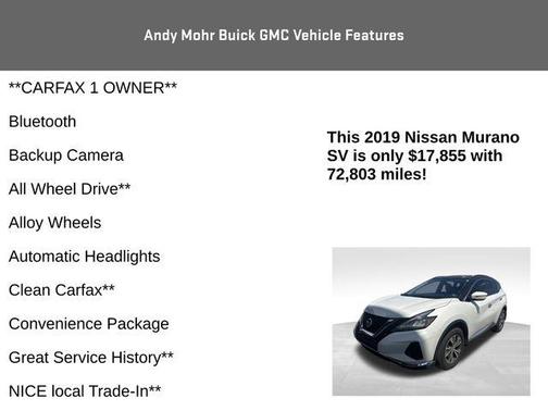 White 2019 Nissan Murano SV