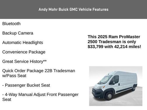 Bright White Clearcoat 2025 RAM ProMaster 2500 High Roof