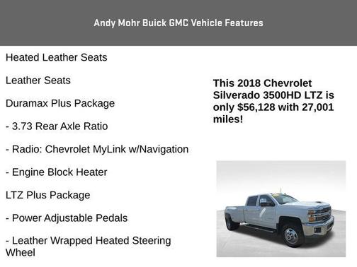 Summit White 2018 Chevrolet Silverado 3500 LTZ