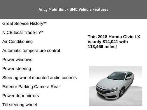 White 2018 Honda Civic LX