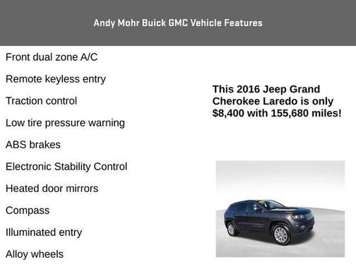 Crystal Metallic 2016 Jeep Grand Cherokee Laredo