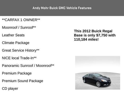 Onyx Black 2012 Buick Regal Base