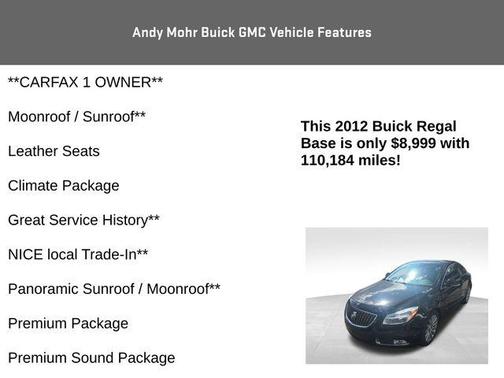 Black Onyx 2012 Buick Regal Base