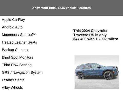Lakeshore Blue Metallic 2024 Chevrolet Traverse RS