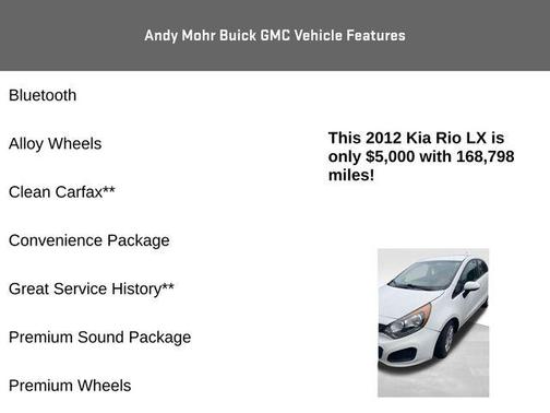 White 2012 Kia Rio5 LX