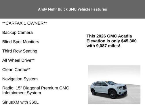 Summit White 2026 GMC Acadia Elevation