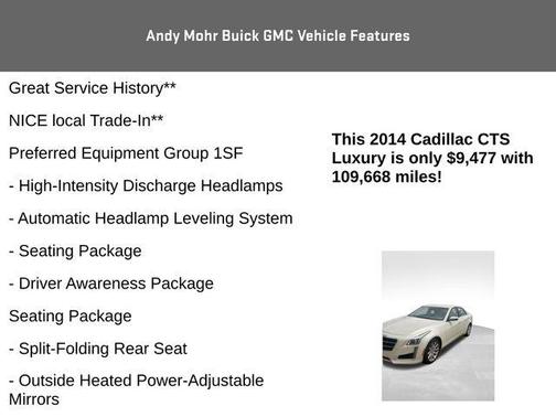 White Diamond Clearcoat 2014 Cadillac CTS 2.0L Turbo Luxury