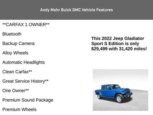 Hydro Blue Pearlcoat 2022 Jeep Gladiator Sport