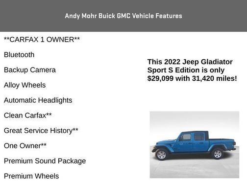 Hydro Blue Pearlcoat 2022 Jeep Gladiator Sport