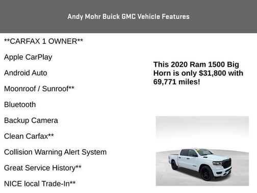 Bright White Clearcoat 2020 RAM 1500 Big Horn