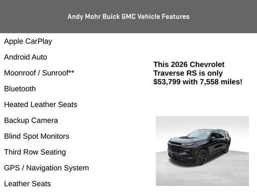 Black 2026 Chevrolet Traverse RS