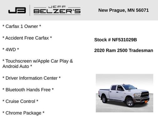 2020 RAM 2500 Tradesman Crew Cab 4X4 6'4' Box