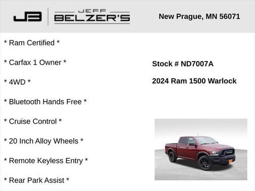 2024 RAM 1500 Classic Warlock Crew Cab 4x4 5'7' Box
