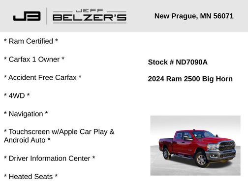 2024 RAM 2500 Big Horn Crew Cab 4x4 6'4' Box