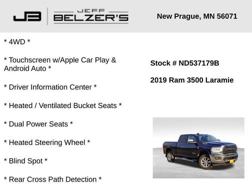 2019 RAM 3500 Laramie Crew Cab 4x4 6'4' Box